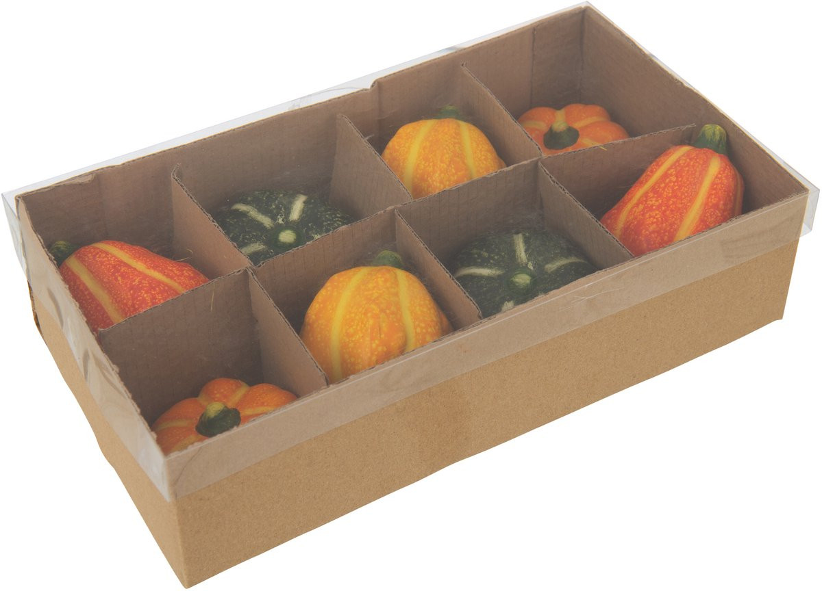 J-Line Keramische Pompoen Decoratie Mix - Doos van 8 stuks