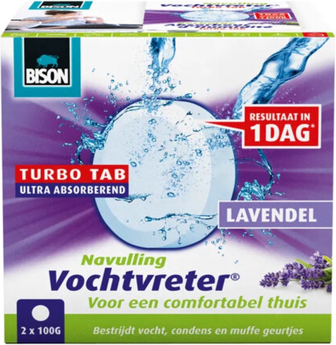 Bison Vochtvreter navultablet 2x 100 g lavendelgeur voor Bison Vochtvreter Ambiance