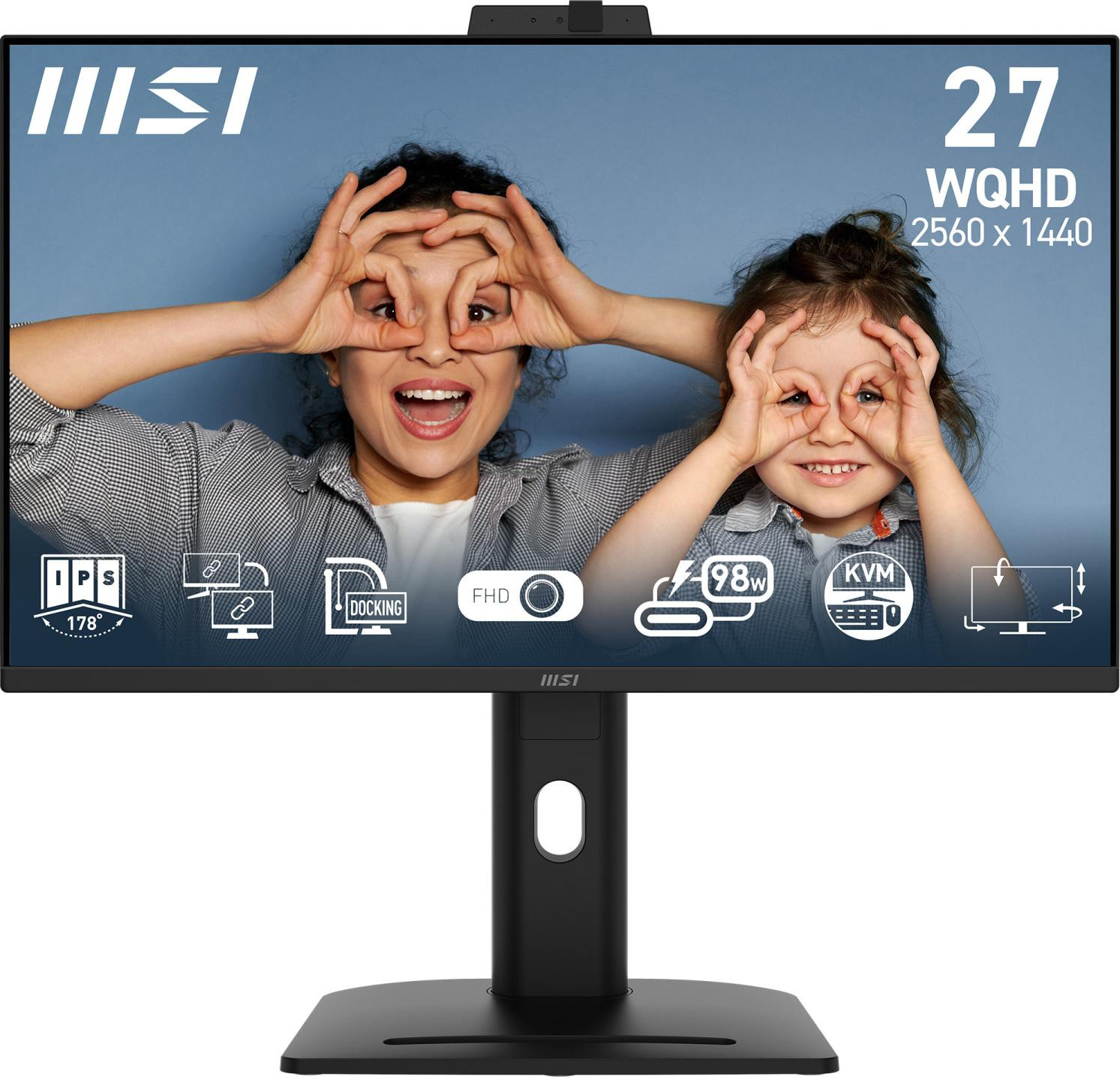 MSI Pro MP275QPDG Monitor, 27 inch, QHD 2560 x 1440 pixels, LCD, Zwart