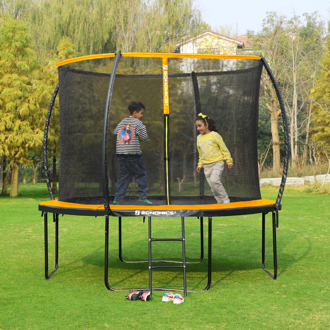 Songmics 93cm Round Backyard Trampoline with Safety Enclosure Orange 256cm H X 93cm W X 93cm D