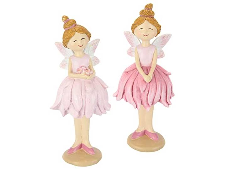 Set Elfen Kantenhocker Figur Fee Statue Ornament Dekofigur Dekoelement Figur Motiv zum Dekorieren Zierelement Geschenkidee Märchenfigur romantische Deko für Mädchenzimmer rosa Ballerina Ballett
