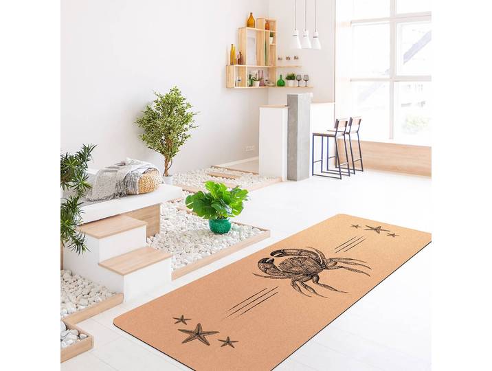 Läufer/Yogamatte Krabbe mit Seesternen 183 x 61cm Schwarz