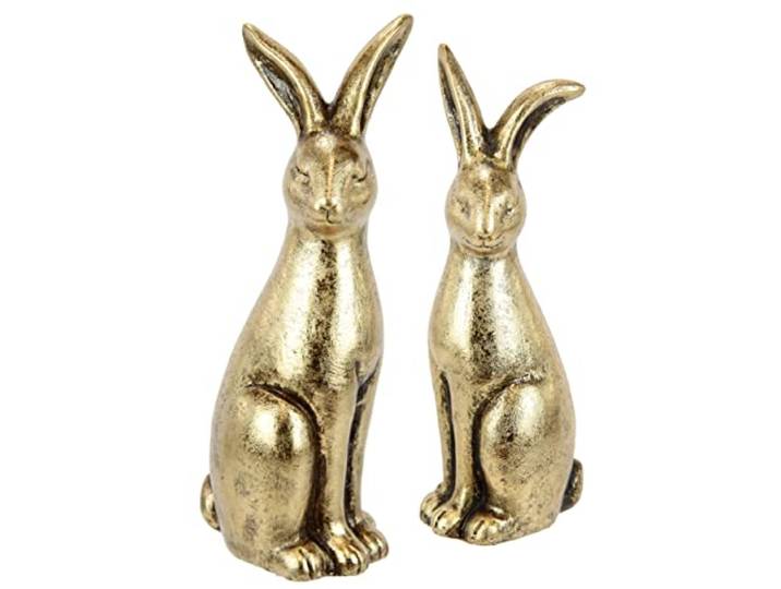 Deko-Hase Osterhase Dekohase Osterdeko Keramikhase Kaninchen Ostern Frühling Dekoration für Kränze Osterkränze Osterfigur Frühlingsdekoration Tischdeko Deko Osterfest Statue Figur Paar Set
