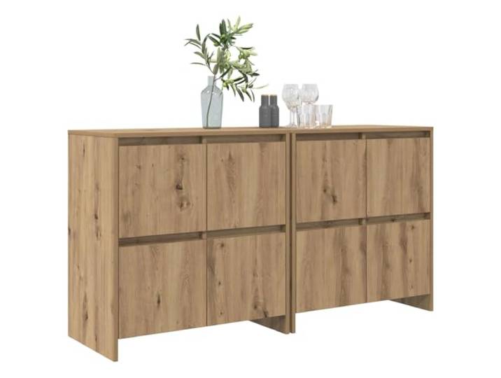 KTHLBRH Sideboards 2 Stück Eiche Handwerk 70 x 41 x 75 cm Mehrschichtiges Holz, 8 Türen, glatte Oberfläche, minimalistisches Design, Montage erforderlich