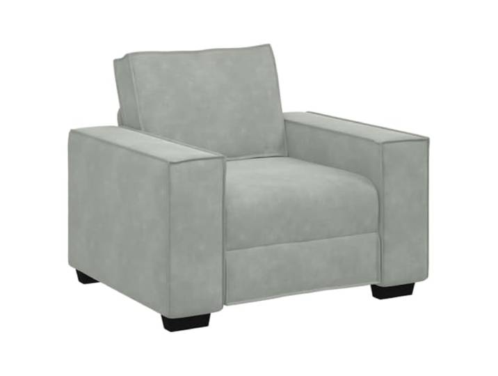 Coespram Sessel Samt Polstersessel 100x78x84 cm Hellgrau Bequemer Loungesessel mit breiten Armlehnen und Schaumstoffpolsterung für Wohnzimmer, Lese-Ecke und Büro.