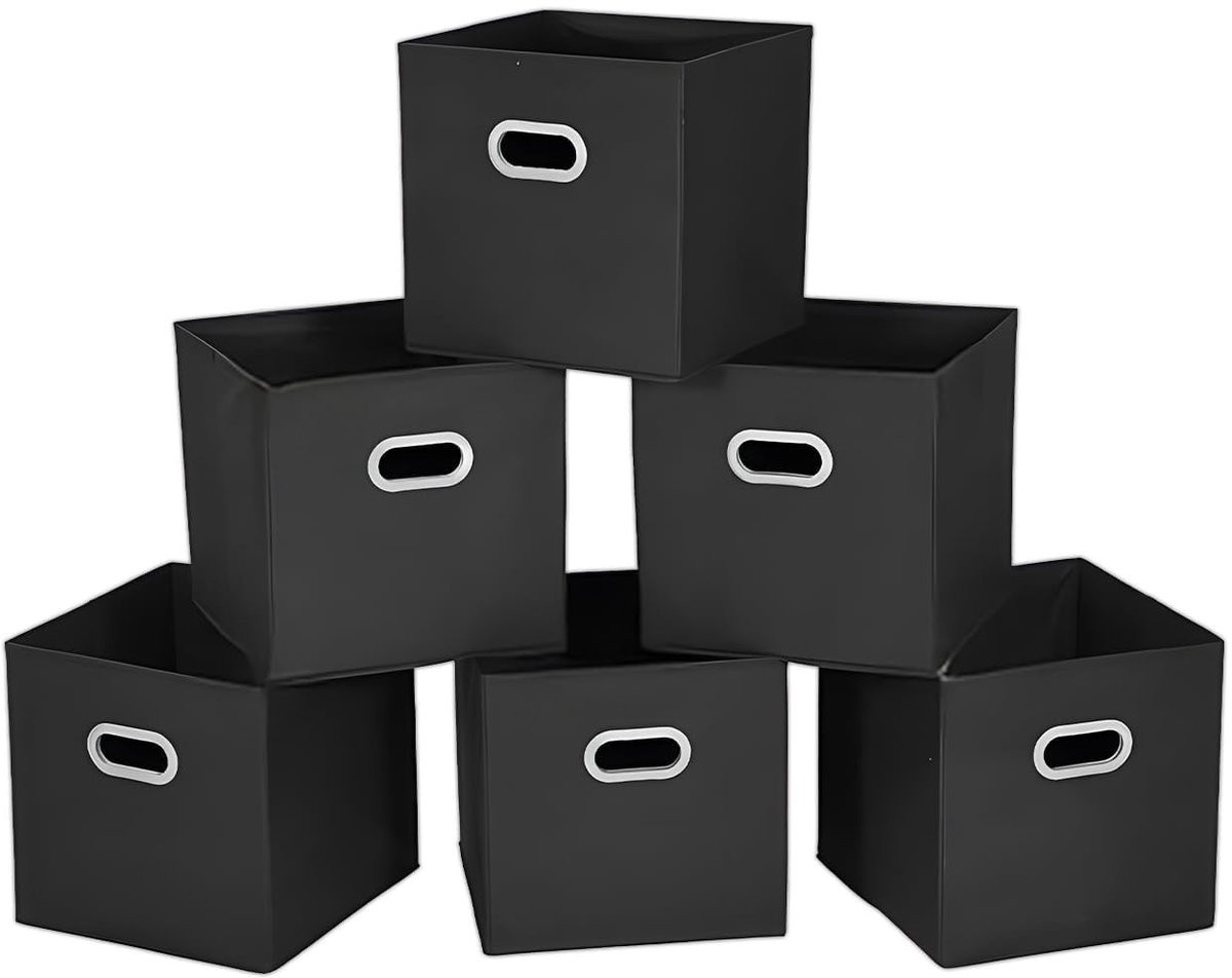 Merkloze opbergdozen van textiel voor volwassenen, set van 6, inklapbaar, solid