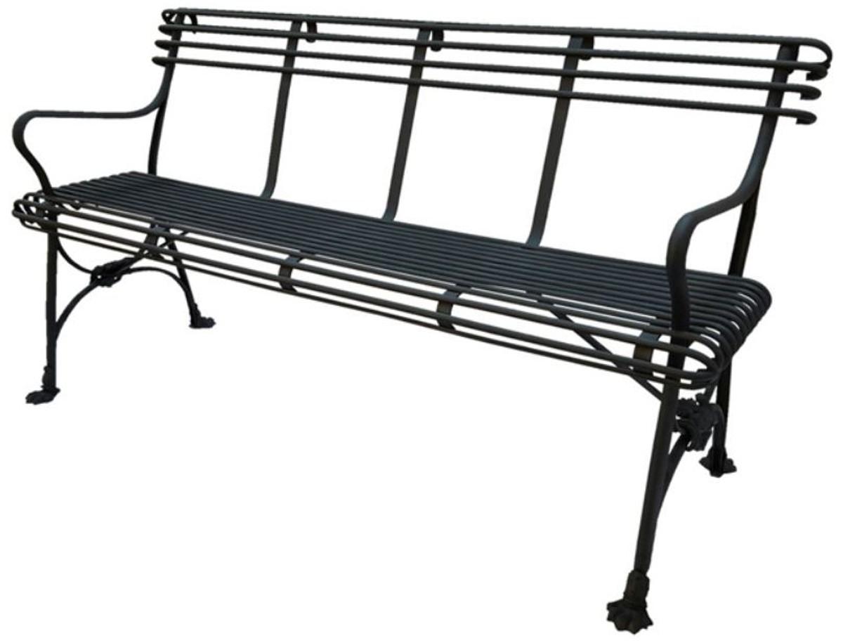 Casa Padrino Gartenbank Schmiedeeisen im 19. Jahrhundert Design Schwarz 140 x 60 x H. 90 cm