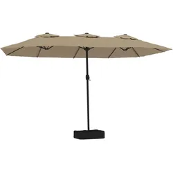 vidaXL Doppel-Sonnenschirm mit LED-Leuchten Taupe 449x245 cm