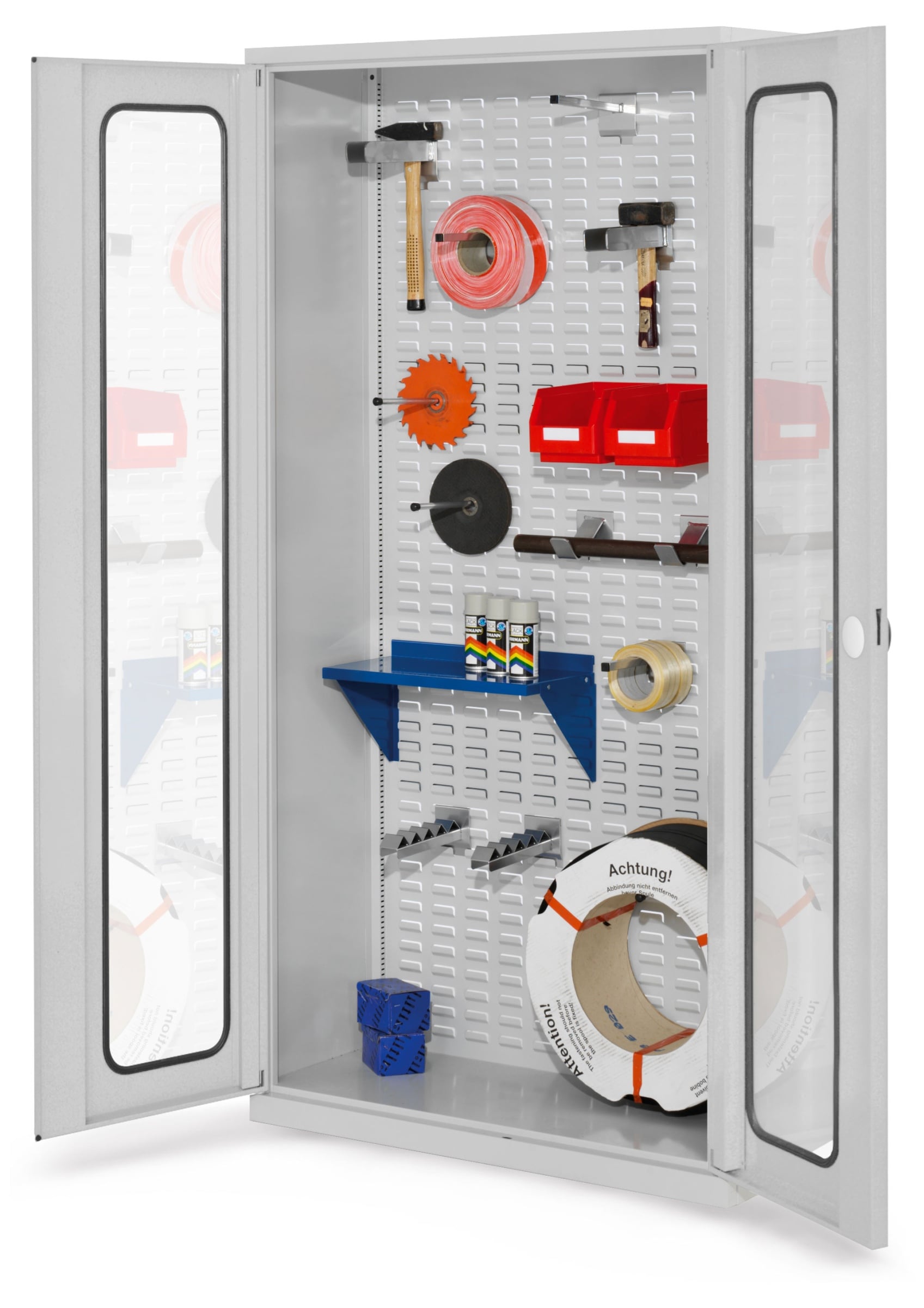 Kappes Systeme Kappes ®RasterPlan Werkstückschränke 1950x1000x410mm mit Sichtfenstertüren lichtgrau