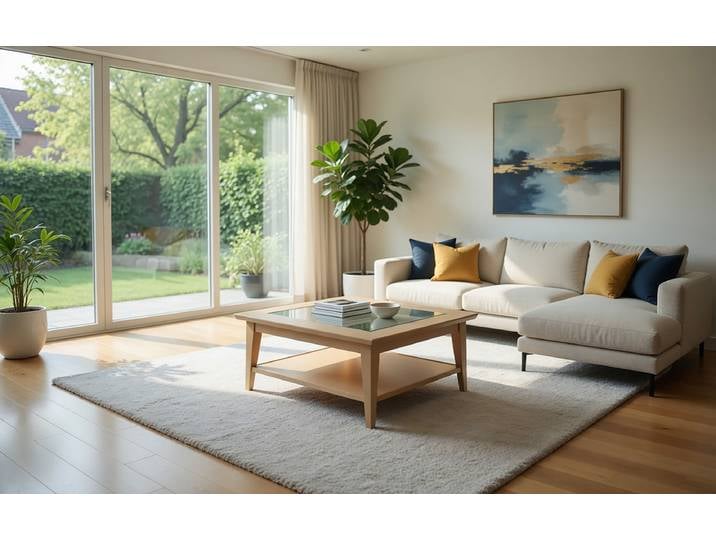 Couchtisch mit Glasplatte Typ A 90 x 90cm Beige/Pinie Honig