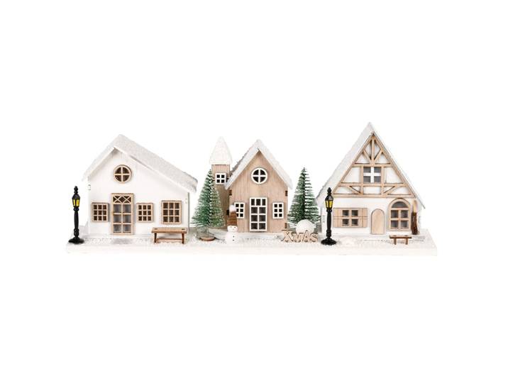 Leuchtende Winterdorf-Deko aus Holz H13cm