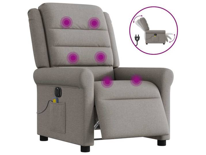 vidaXL Massagesessel, Massagesessel Elektrisch Taupe Stoff