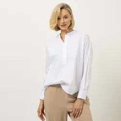 ANNA VON GRIESHEIM Bluse, langarm kleiner Stehkragen halbe Knopfleiste leger weit