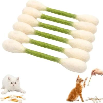 Inspired Finds Giant Catnip Cotton Swab Kicker Toys Set For Interactive Play & Dental Chewing green