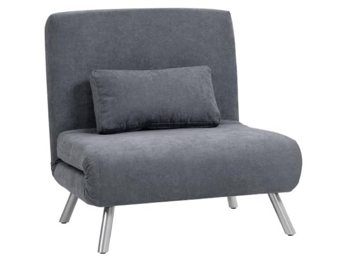 HOMCOM Schlafsessel 3-in-1 Klappbar mit Bettfunktion 120 kg Dunkelgrau Schlafsofa, Relaxsessel mit Verstellbarer Rückenlehne, Abnehmbar Kissen, Samtoptik, Gästebett, Sofabett für Wohnzimmer