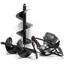 Wiltec, Gartenhandwerkzeug, Erdlochbohrer Set 250mm 300mm Benzin 2,2kW 3 PS Pfahlbohrer Bohrschnecken