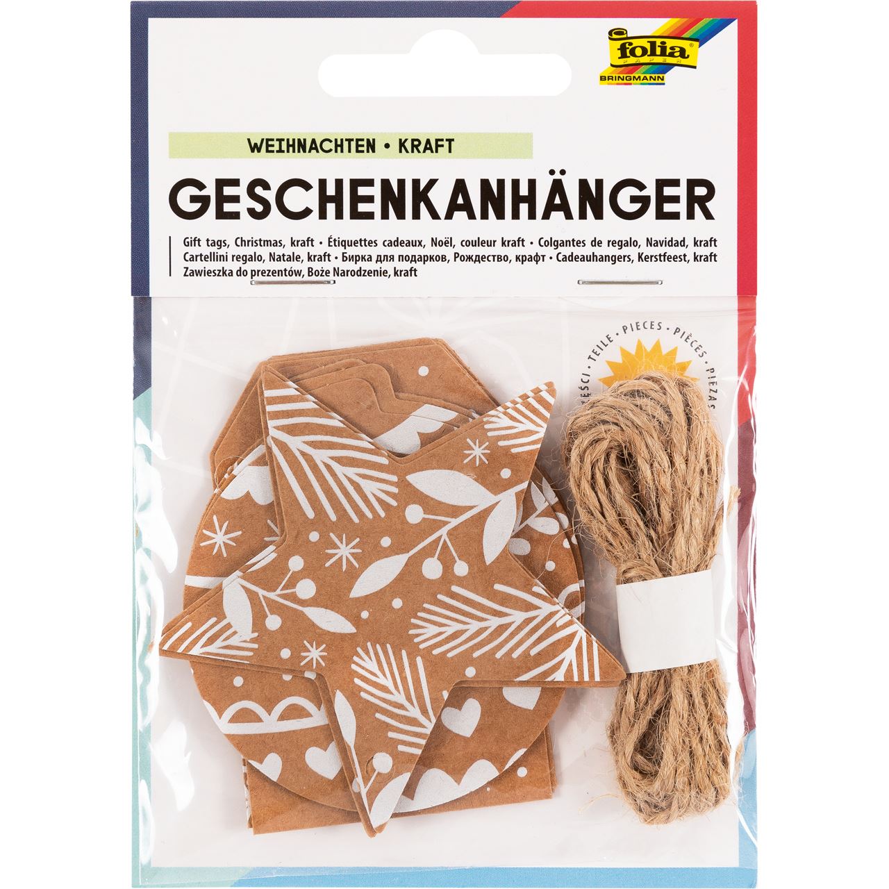 folia Geschenkanhänger natur Weihnachten 12 St.