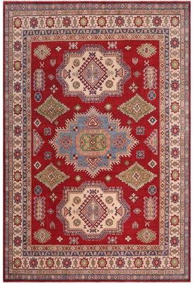 Treasured Knots Rustic Kazak Santiago Red/Beige Wool Rug - 8'1'' x 9'8''
