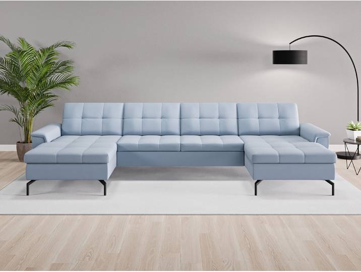 Wohnlandschaft Rio Nr. 2 - Blau (Taubenblau) - Feiner Mikrofaserstoff