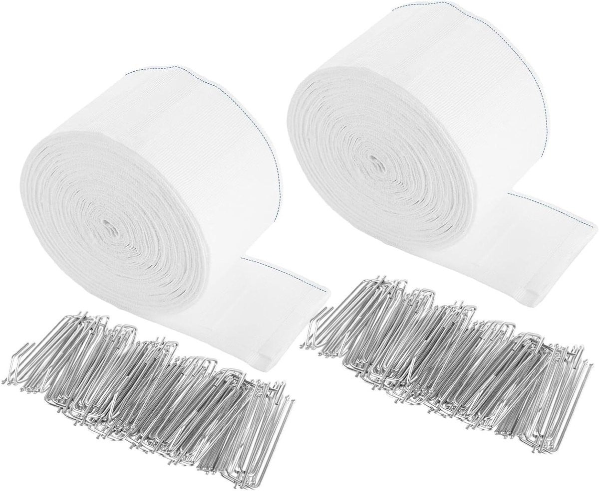 Gordijnplooiband met haken, 2 rollen van 10 meter, wit