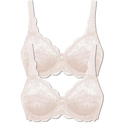 Bügel-BH SUSA "2er Pack Bügel BH Latina", Damen, Gr. 90, Cup F, beige (beige beige), Obermaterial: 77% Polyamid PA. 15% Baumwolle CO. 8% Elasthan EL., BHs Bügel-BH