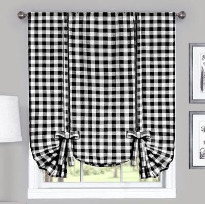 Achim Importing Co Inc Buffalo Check Tie Up Shade 42 x 63, 42 x 63, Black