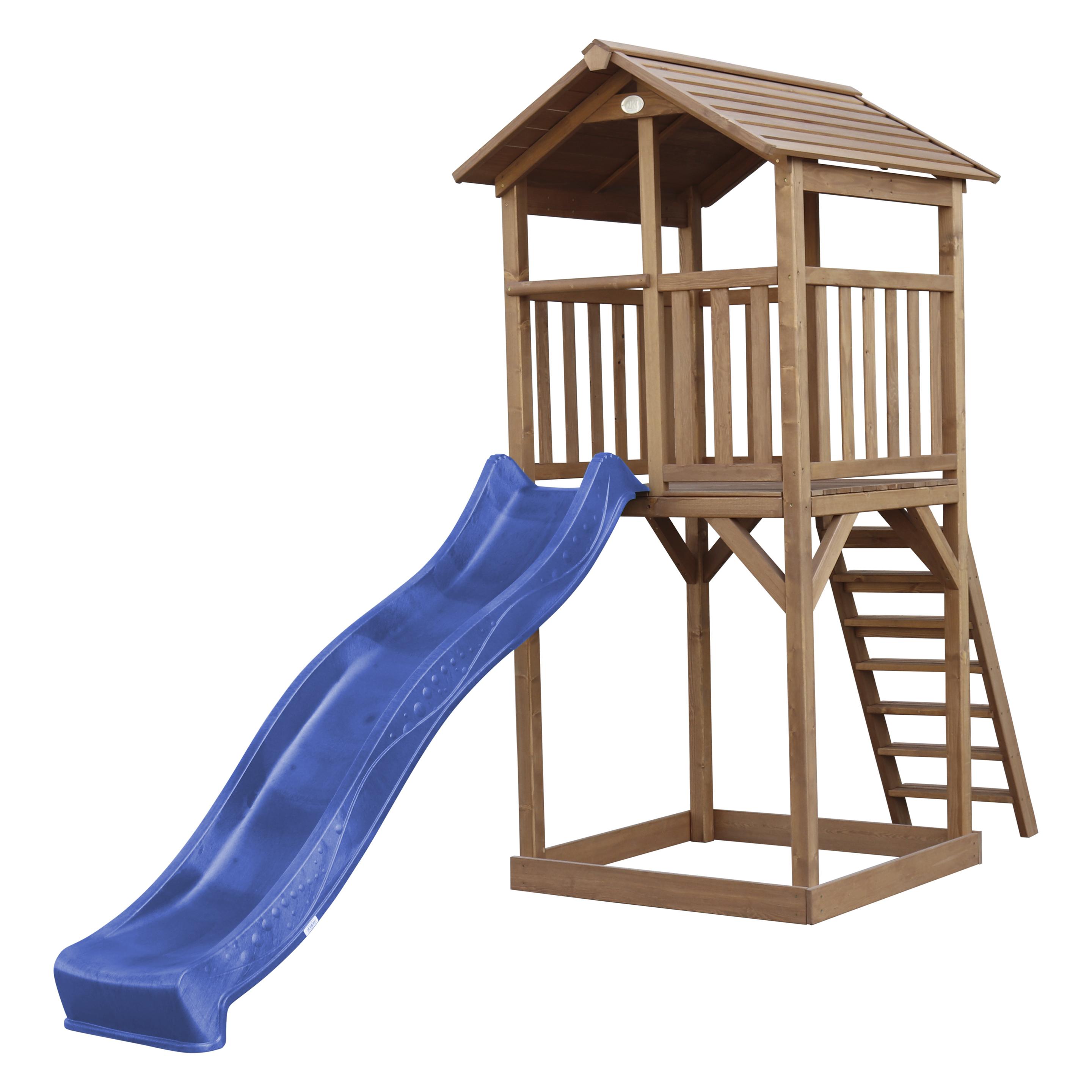 Axi Beach Tower Spielturm Braun - Blaue Rutsche (A025.120.30)