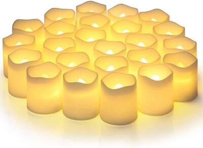 Uplifted Finds 24 Pcs Set Flameless LED Creative Wishing Tea Light Candles Warm White Flickering Lights For Halloween Christmas Decor 24 Pcs Set Flameless LED Creative Wishing Tea Light Candles Warm White Flickering Lights For Halloween Christmas Decor
