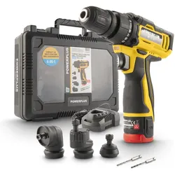 Powerplus, Bohrmaschine + Akkuschrauber, Kompakter 4-in-1 Multifunktionsschraubendreher (Bohrschrauber)