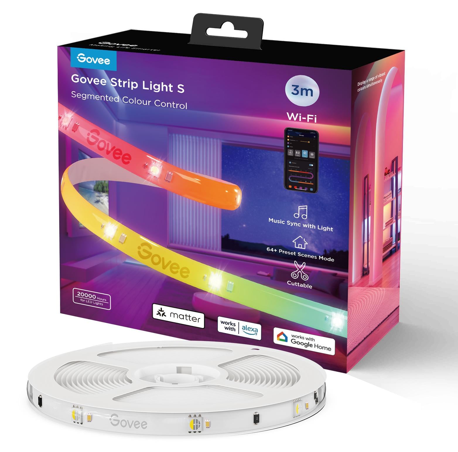 Govee H612F Slimme LED-strip met Wi-Fi en Bluetooth, Wit