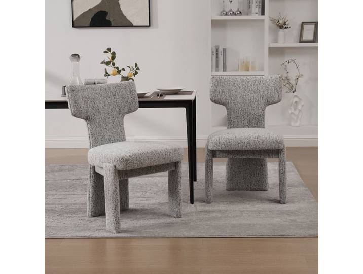 Fauteuils d'accent modernes - Ensemble de 2 pièces - Blanc-Noir - Chenille - 64x56x86 cm - Design futuriste