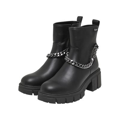 Stiefel BUFFALO "Buffalo ZORA SOCK BOOTIE CHAIN - VEGAN NAPPA", Damen, Gr. 41, schwarz, Polyurethan, unifarben, Schuhe Stiefel