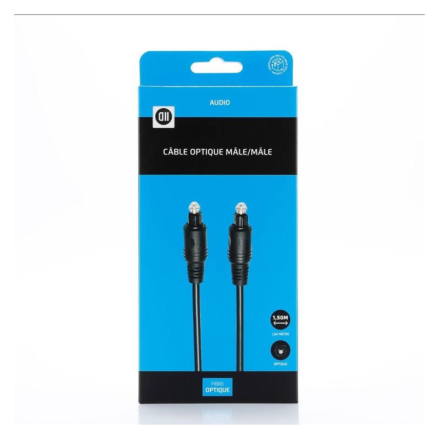 D2 Diffusion Cable Audio Optique Toslink compatible vers Toslink + Adaptateur jack 3.5mm 1,5m (1.50 m, Toslink Kabel) (D2OPT150)