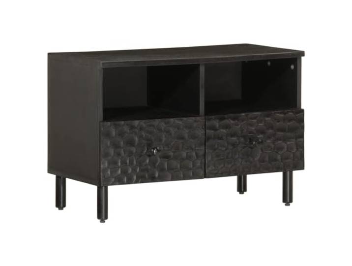 HEFZGDB TV-Schrank Schwarz 70x33x46 cm Massivholz Mango mit Stauraum und Eisenbeinen für Stabilität und Langlebigkeit