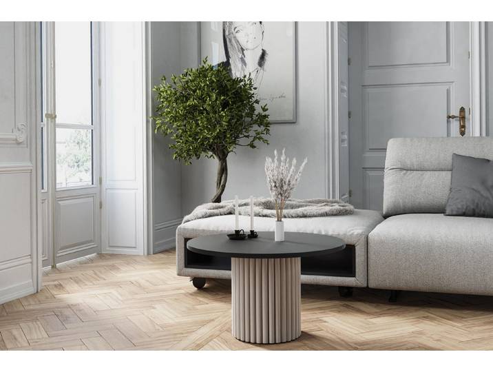 Design Möbel Couchtisch LOMELO – Runder Couchtisch im modernen Design (67x67x42 cm)