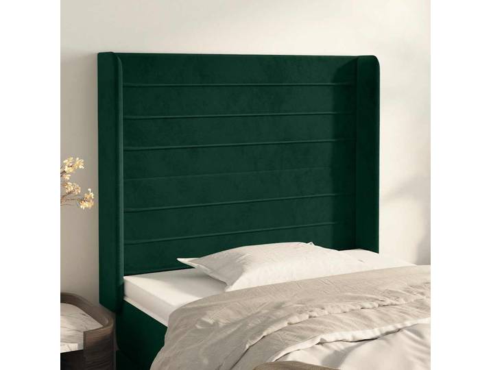 vidaXL Kopfteil mit Ohren Dunkelgrün 83x16x118/128 cm Samt