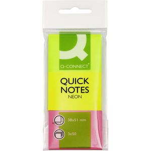 Q-Connect Haftnotizen KF01224, neon, 38 x 51mm, selbstklebend, 3x 50 Blatt