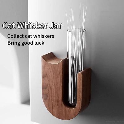Uplifted Finds Cat Whisker Storage Jar High Performance Wooden Test Tube Vase & Pet Hair Keepsake Magnet b2 Black Walnut