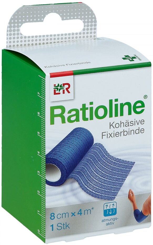 Ratioline acute Fixierbinde kohäsiv 8 cmx4 m blau