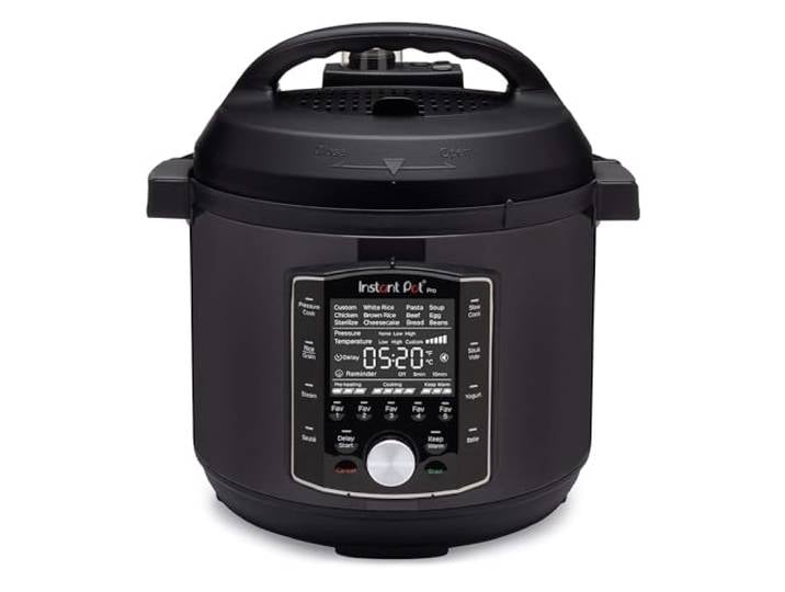 Instant Pot Pro, 5,7L Elektro-Multikocher, 10-in-1 Schnellkochtopf, Schwarz Reiskocher, Slow Cooker, Dampfgarer, Sautierpfanne, Sterilisator, Joghurtbereiter und Sous-vide-Garer, 1200 W, aus Edelstahl