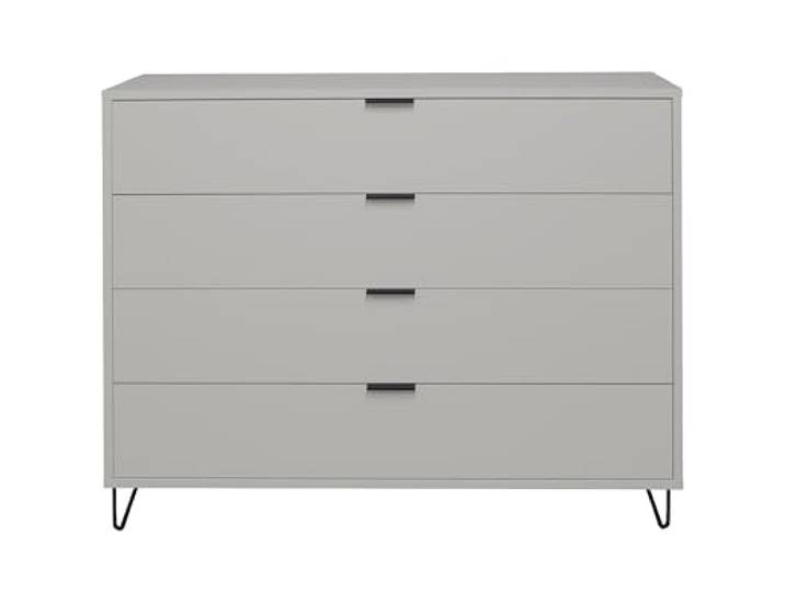 möbelando Schubkastenkommode >Bonnie< in kreidegrau matt Lack - 119x101x45cm (BxHxT)