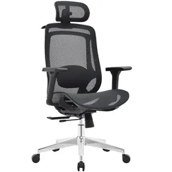 OfficeSense OS150 Ergonomischer Bürostuhl – Mesh Bürostuhl – 4D-Armlehnen – Verstellbare Sitztiefe – NEN1335 – Kopfstütze – Schwarz