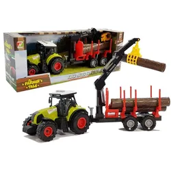 Traktor und Forstanhänger mit Holz