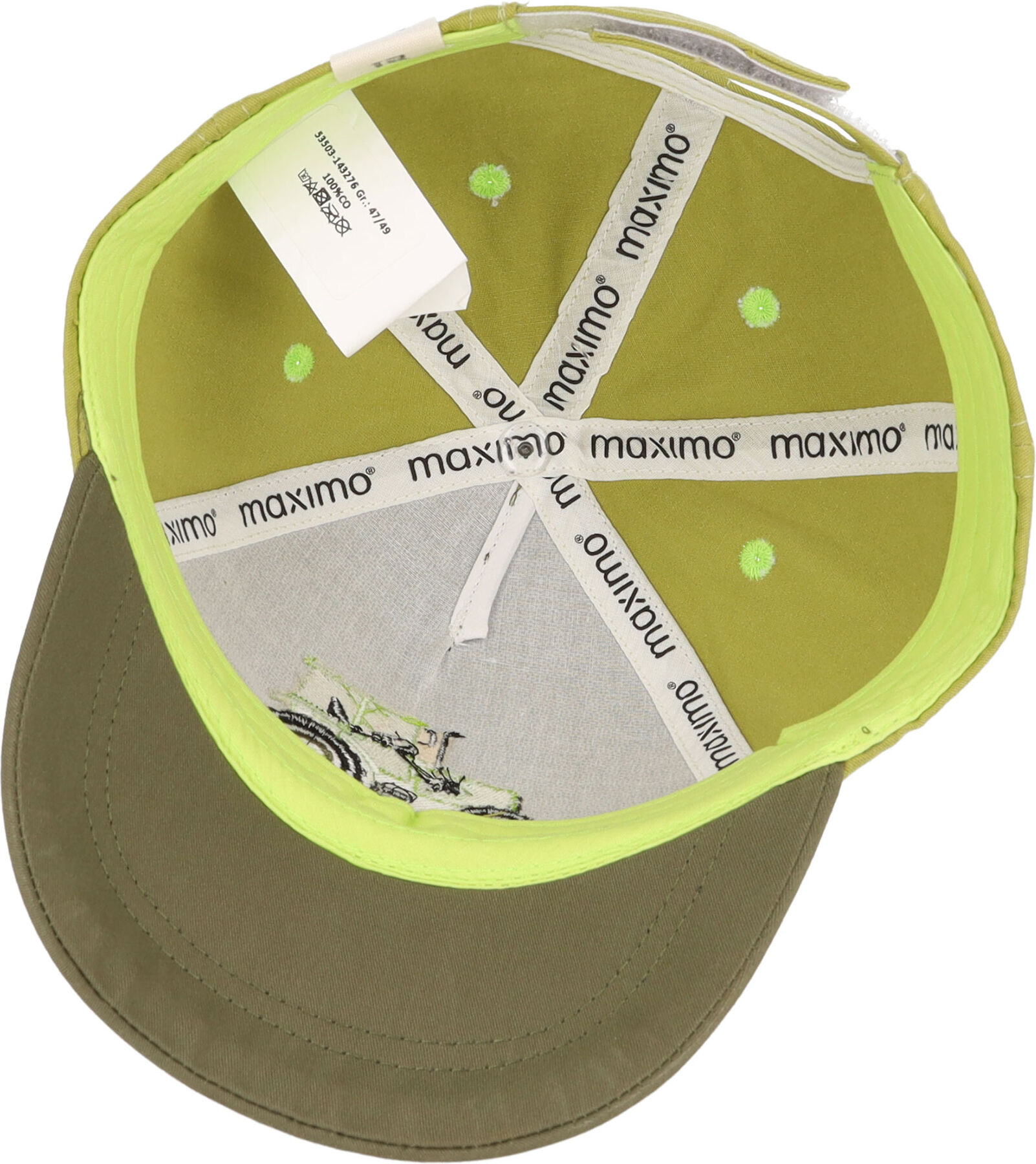 Baseball Cap MAXIMO, Jungen, Gr. 47/49, grün, Canvas, Baumwolle, Caps Baseball Cap, Traktor-Motiv, Grössenverstellbar, Baumwolle grün 47/49