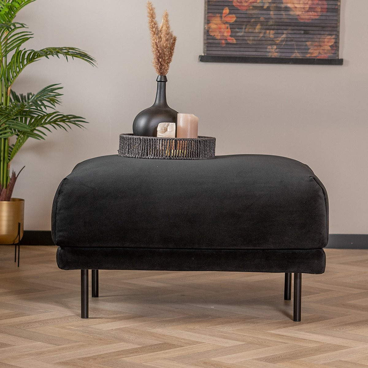 Bronx71 Hocker Denver Velvet Zwart