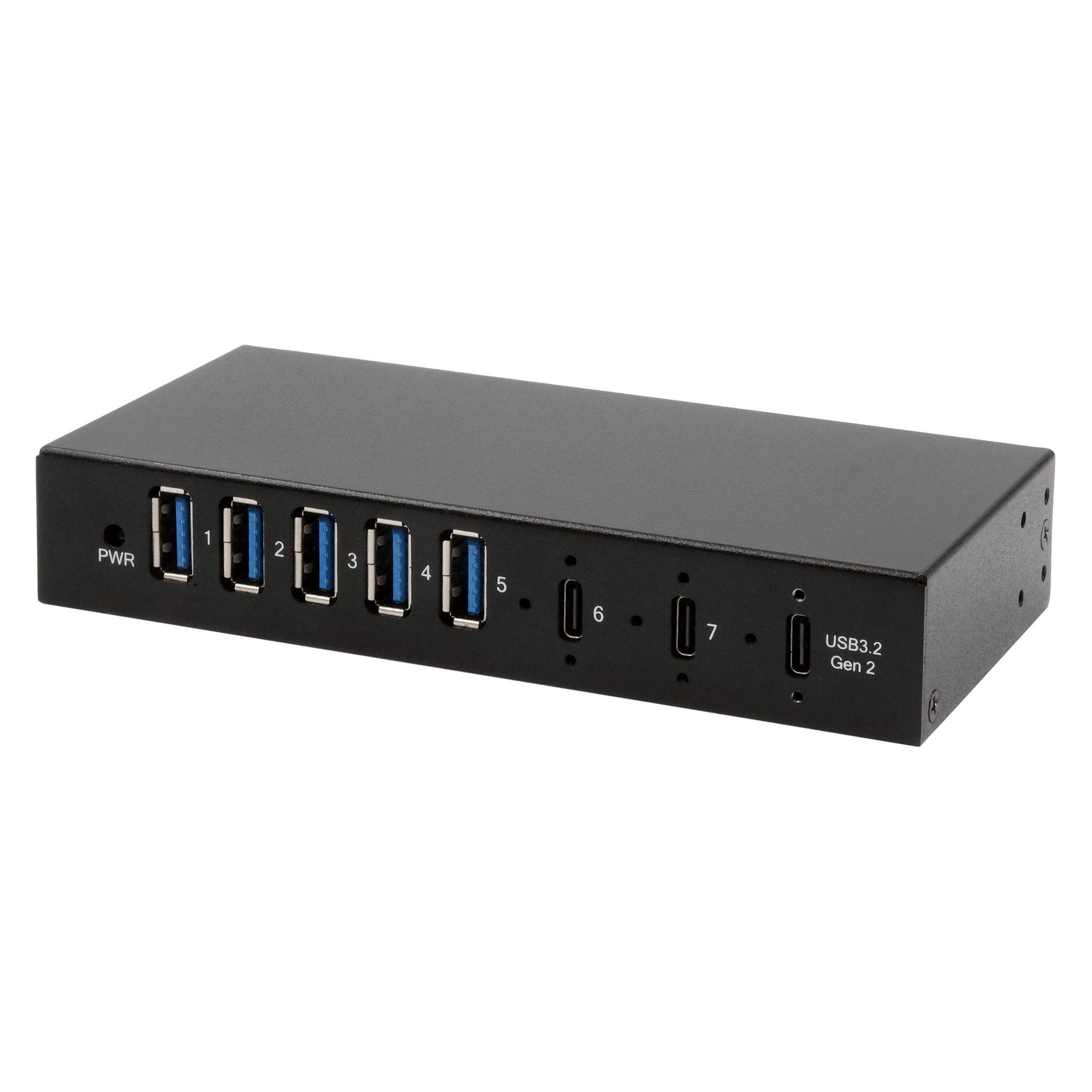 Exsys Industrial USB 3.2 Gen 2x1 Hub 7-Port (USB-C, 7 Ports) (EX-12297HMS)