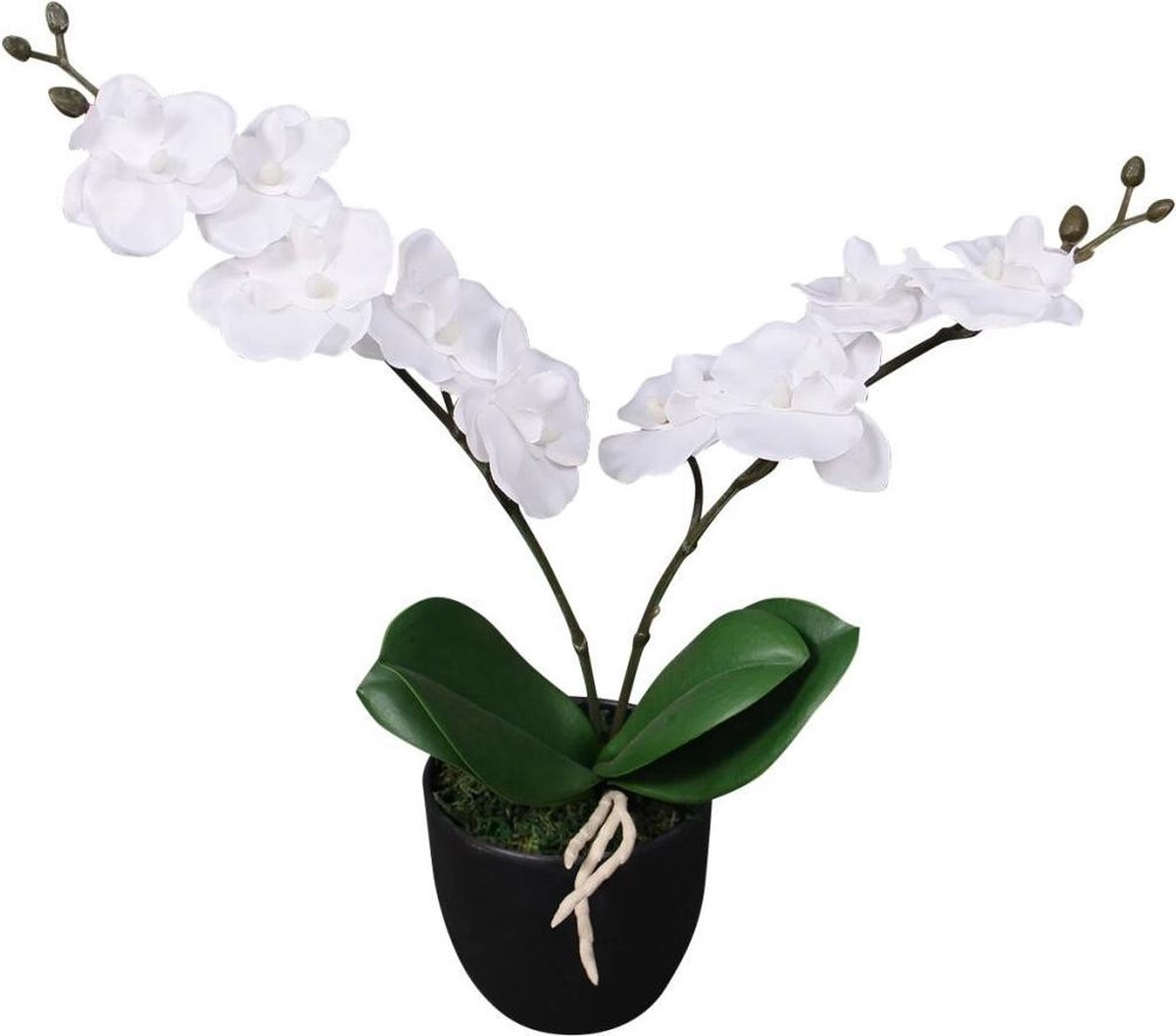vidaXL Kunstplant Orchidee met Pot, Wit, Hoogte: 30 cm