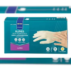 METRO Professional Einmalhandschuhe, Latex, ungepudert, Größe M, weiß, 100 Stück