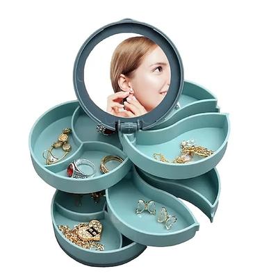 1 stück schmuckständer halter, schmuck display tablett, schmuck aufbewahrungsbox mehrschichtige rotierende kunststoff schmuckständer ohrringe ring box kosmetik schönheit container organizer mit