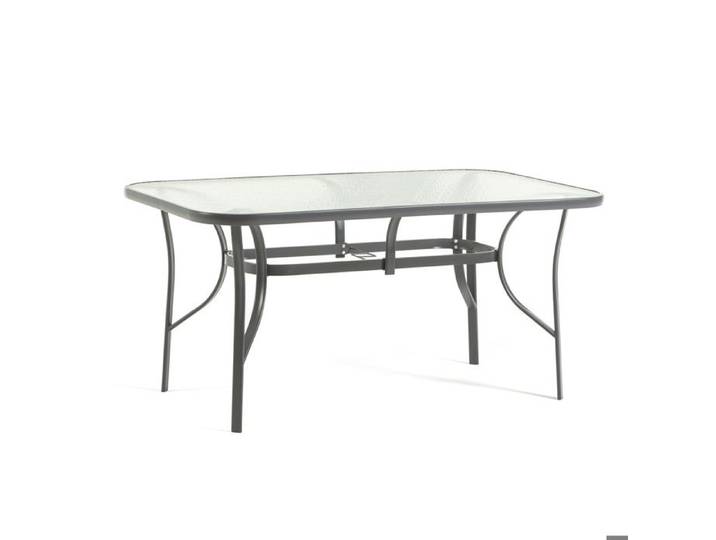 Table rectangulaire d'extérieur 150x90 avec plateau en verre trempé travaillé et structure en acier pour jardin et terrasse DARIO